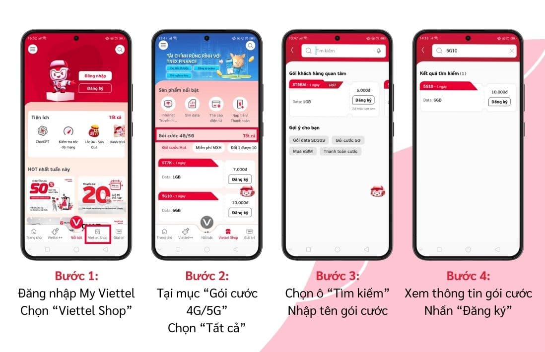 Đăng ký 4G 5G Viettel dễ dàng trên ứng dụng My Viettel